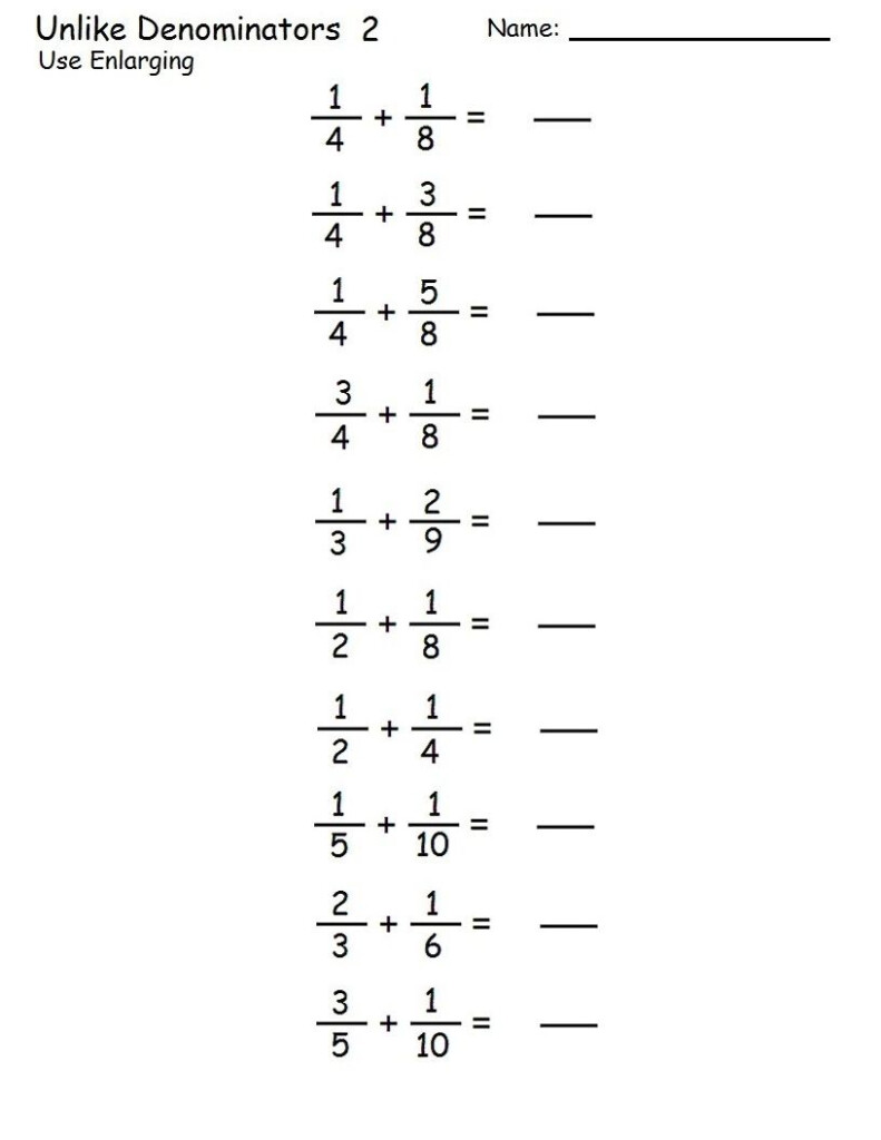 10 Least Common Denominator Worksheet Worksheets Decoomo