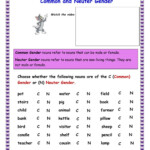 Gender Of Nouns Common Neuter Worksheet