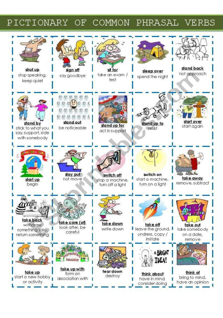 PICTIONARY OF COMMON PHRASAL VERBS Set 3 ESL Worksheet By JulietaVL