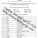 Second Grade Prefixes Worksheets