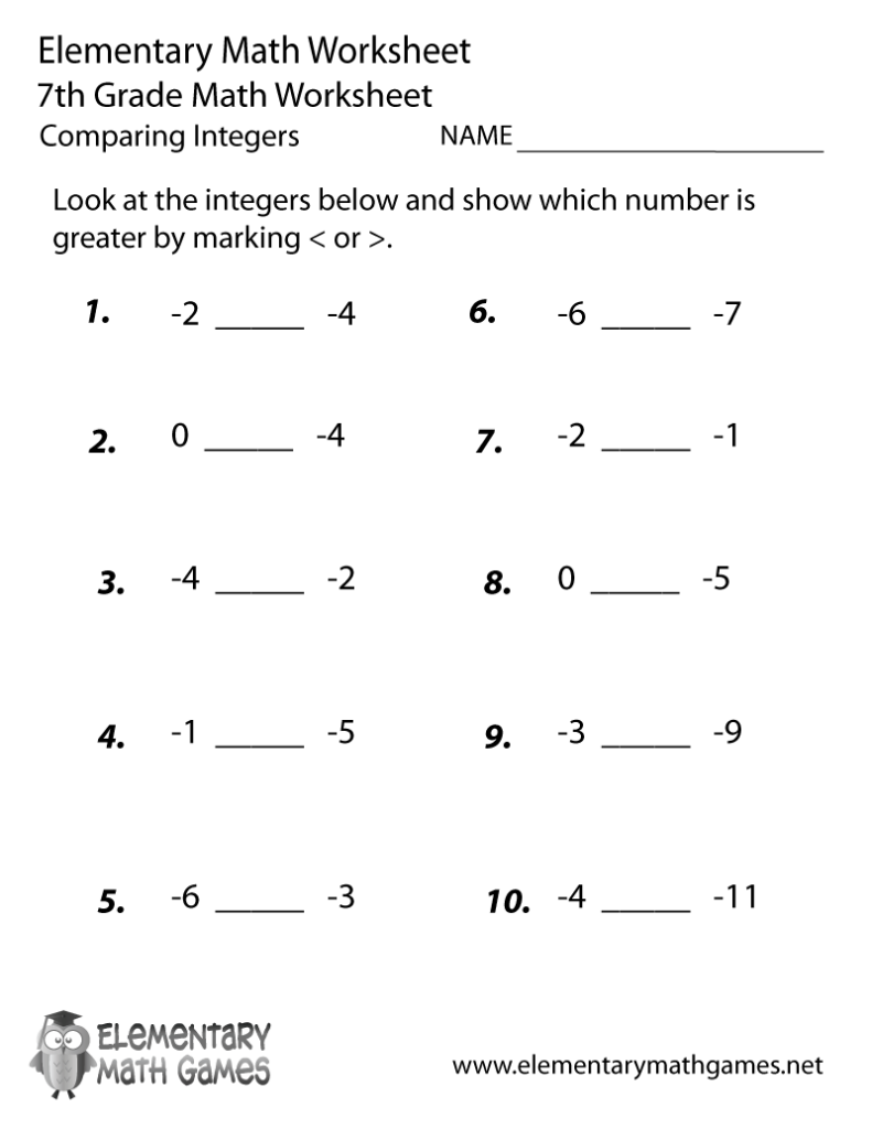 16 Best Images Of Adding Integers Worksheets 7th Grade With Answer Key 