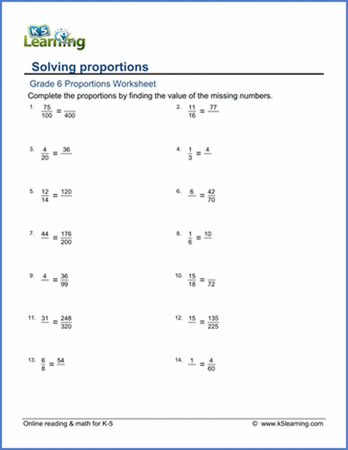 6Th Grade Ratio Practice Worksheet