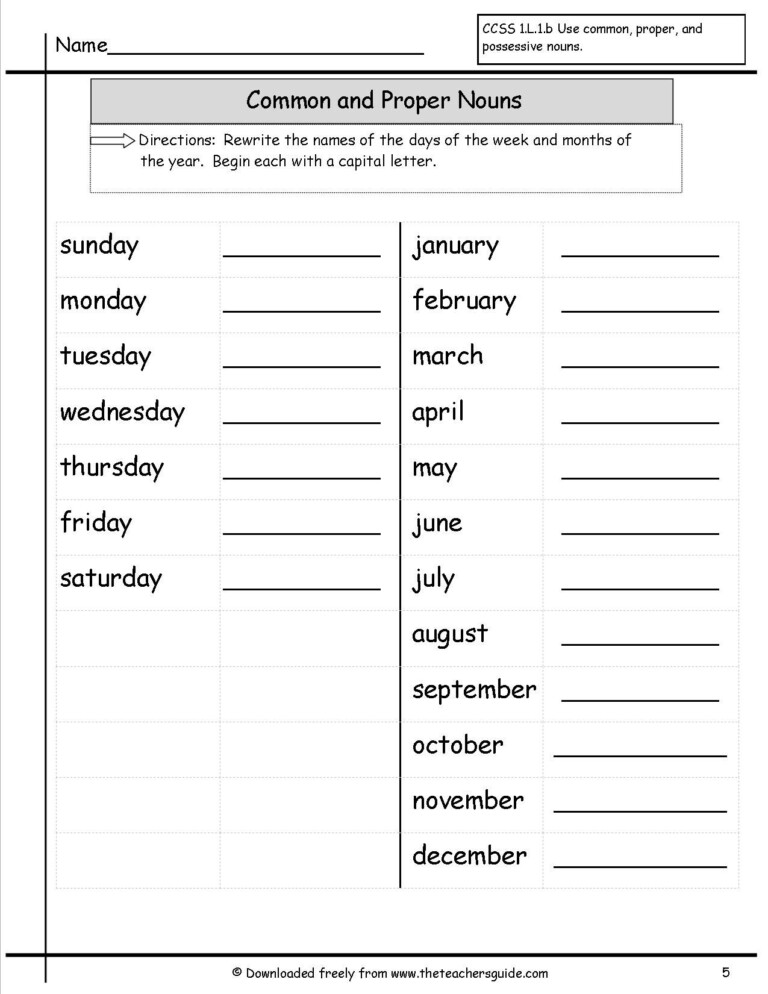 proper nouns and common nouns worksheets
