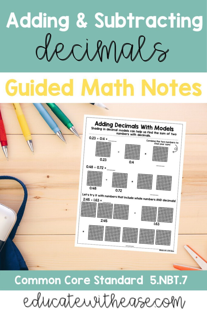 Common Core Add Subtract Decimals Carol Jone s Addition Worksheets
