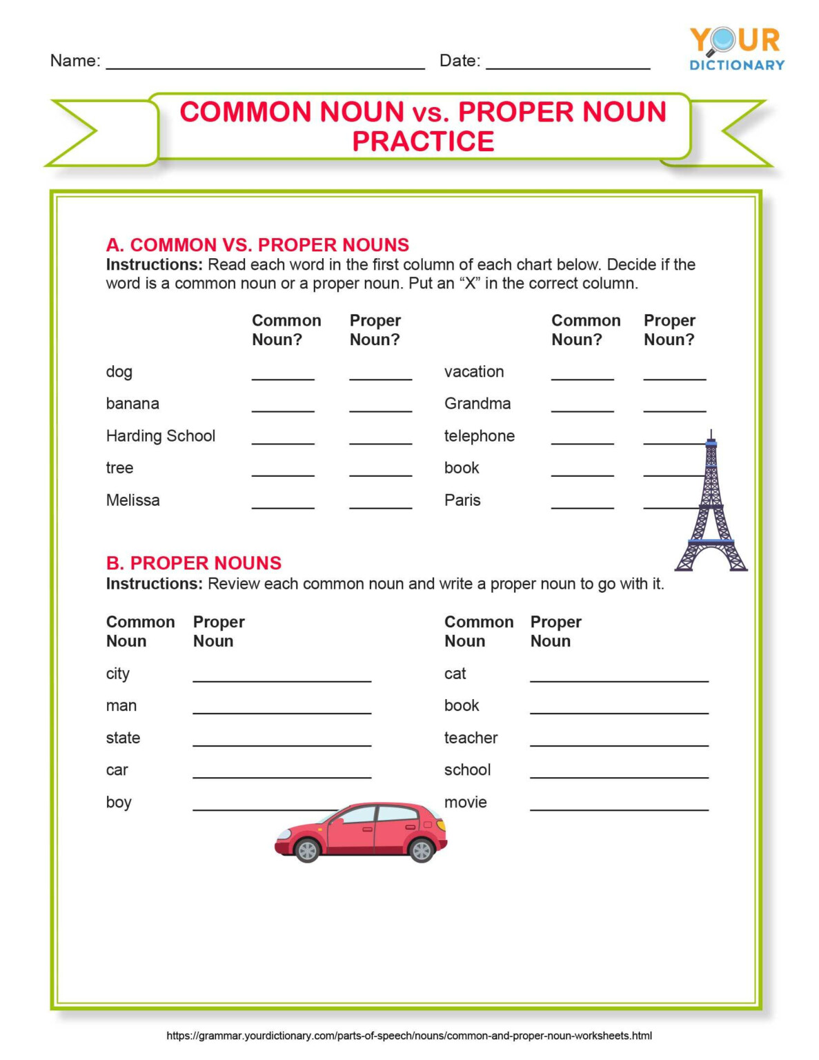 Common Proper Noun Worksheets Grade 3 - CommonWorksheets.com