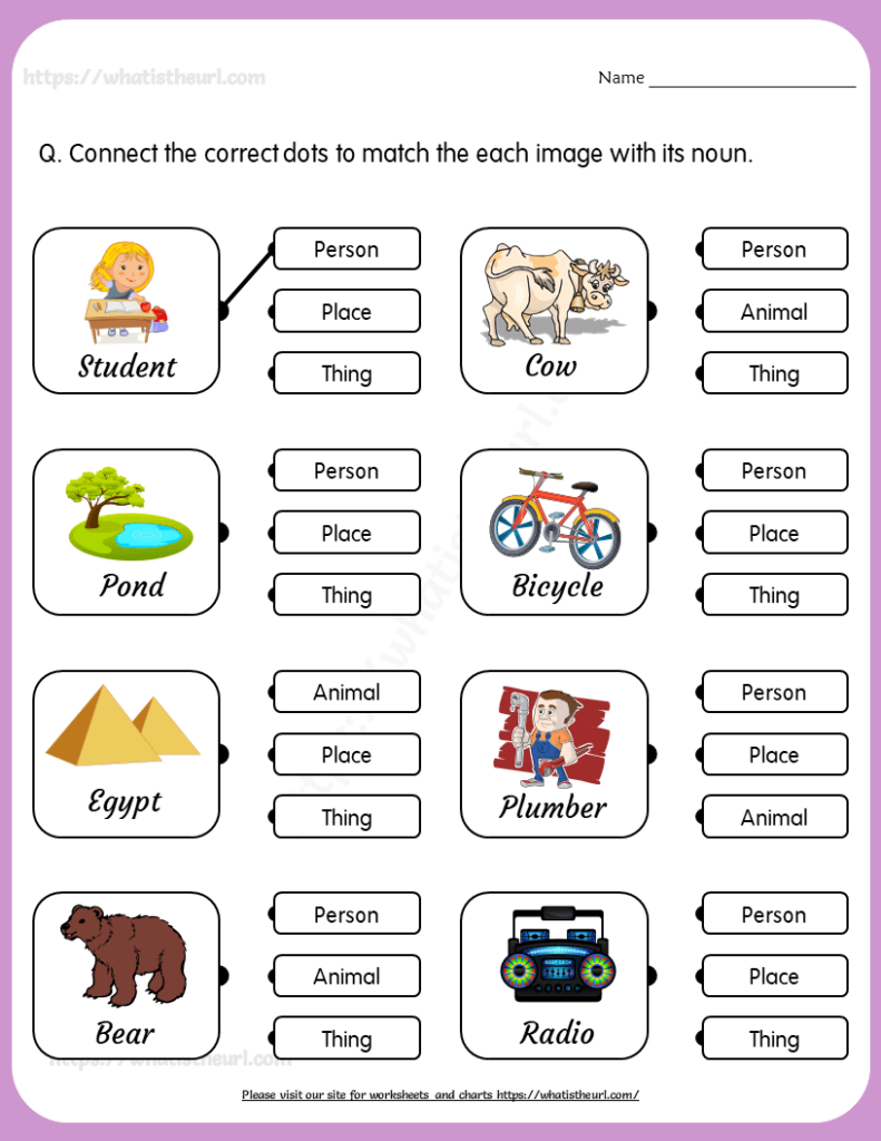 Common Nouns Match Worksheet 3 Your Home Teacher Common Nouns Match 