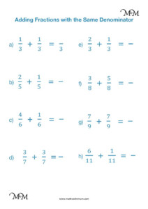 Adding Fraction With Common Denominators Worksheets - CommonWorksheets.com