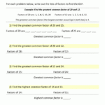 Greatest Common Factor Easy Worksheets 99Worksheets