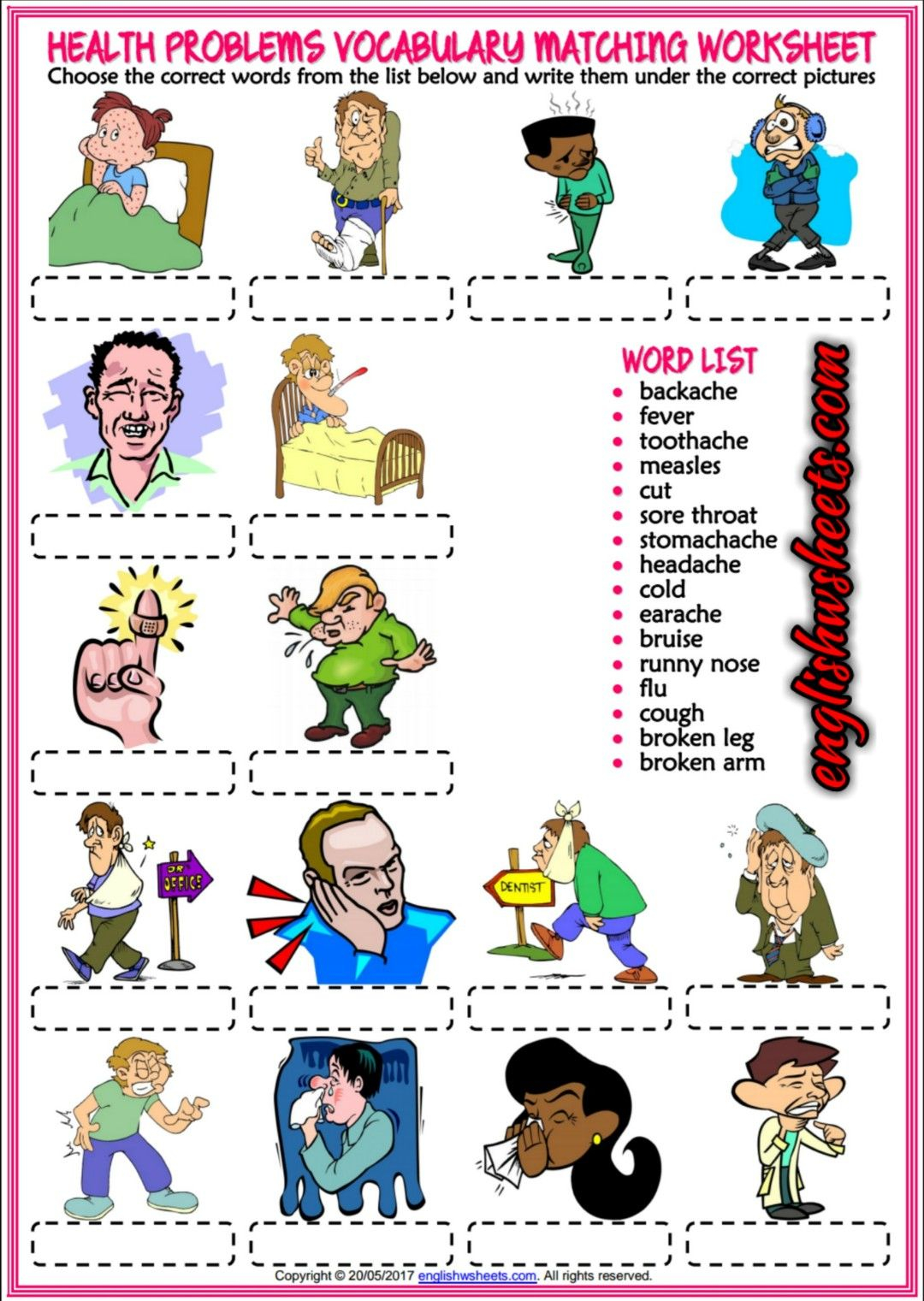 Health Problems ESL Vocabulary Matching Exercise Worksheet Worksheets Health Problems ESL Vocabulary Matching Exercise Worksheet Worksheets