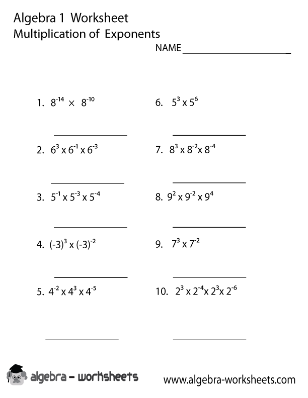 Multiplying Exponents Worksheet