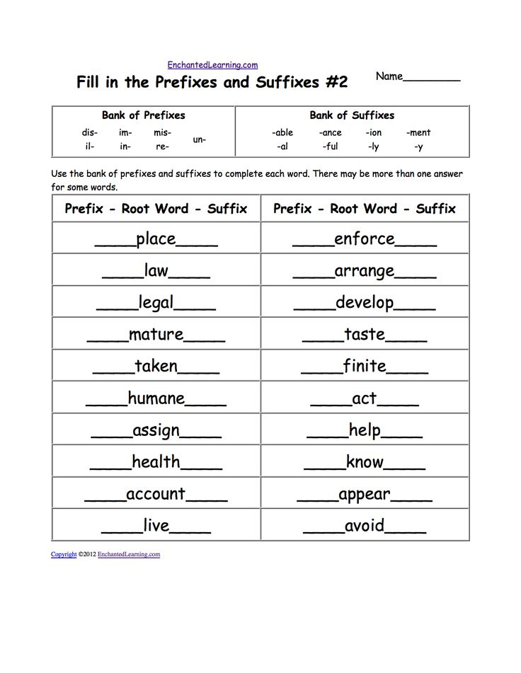 Prefixes And Suffixes EnchantedLearning Suffixes Worksheets 