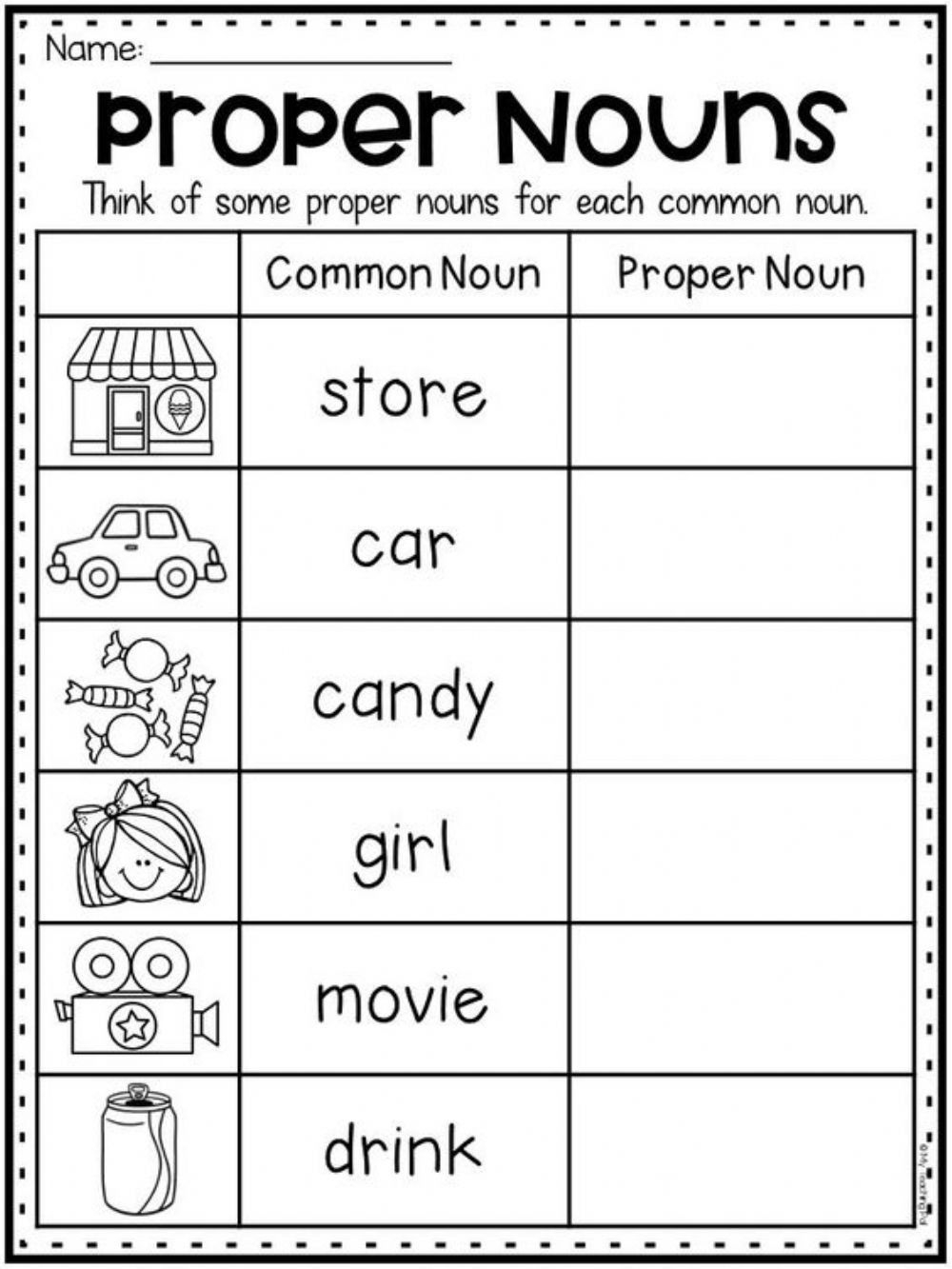 Proper Nouns Worksheet 2nd Grade Mon And Proper Nouns Nouns Worksheet 