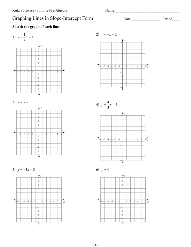 Slope Intercept Form Worksheet
